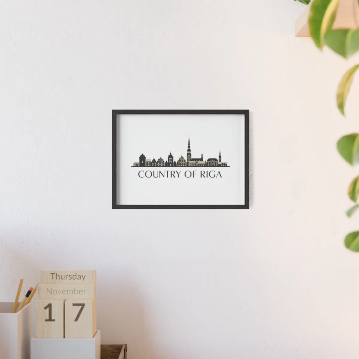 "Country of Riga" Riga Skyline Wooden Framed Poster product thumbnail image