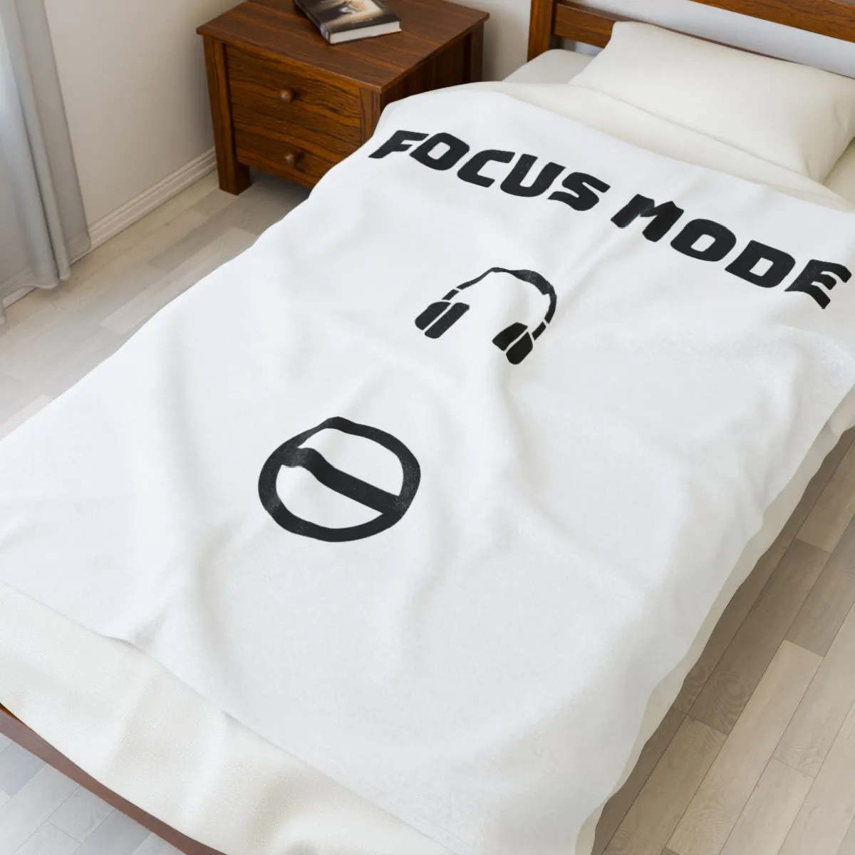 Focus Mode Velveteen Blanket – Cozy Study &amp; Gaming Throw with Headphones Graphic product thumbnail image