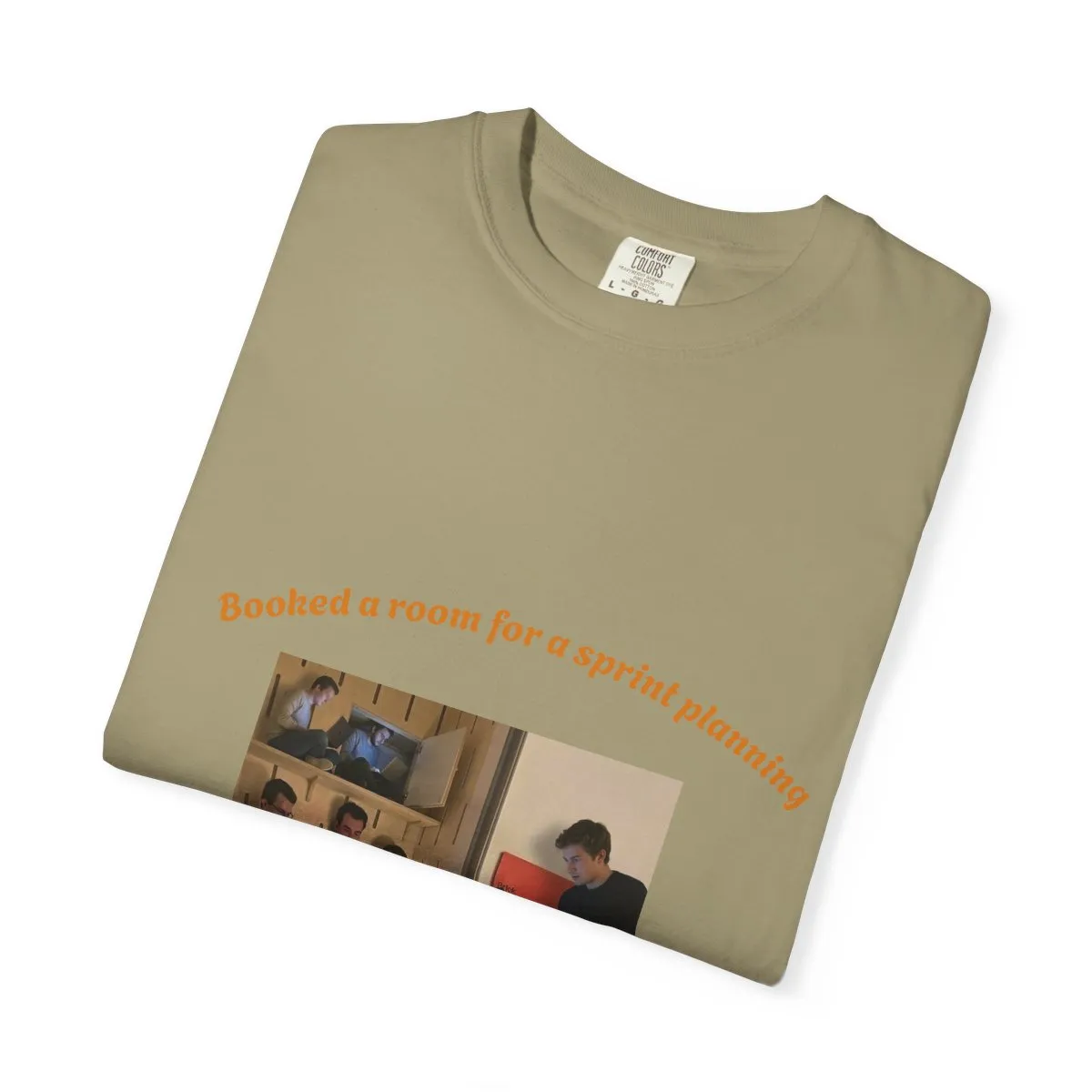 T-shirt — “Booked a room for a sprint planning” Retro Study Group Graphic Tee with an office meme product thumbnail image