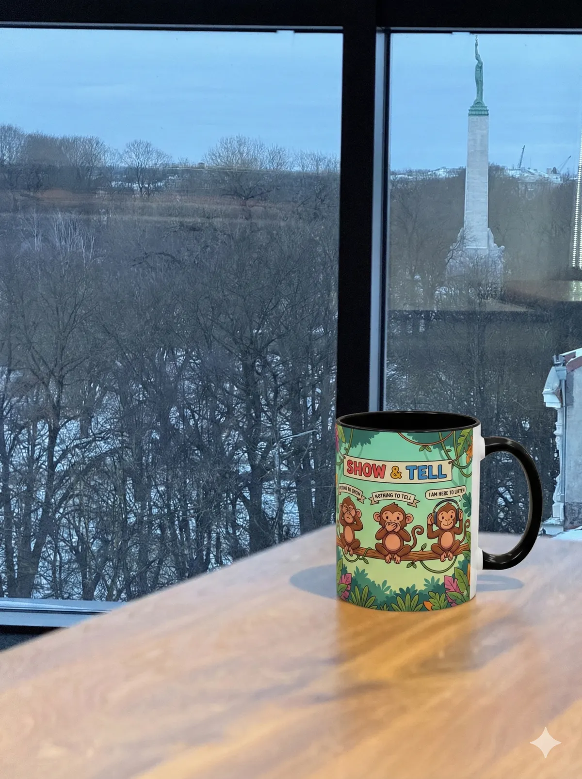 Personalizable Show &amp; Tell Coffee Mug — Three Monkeys (11oz) product thumbnail image