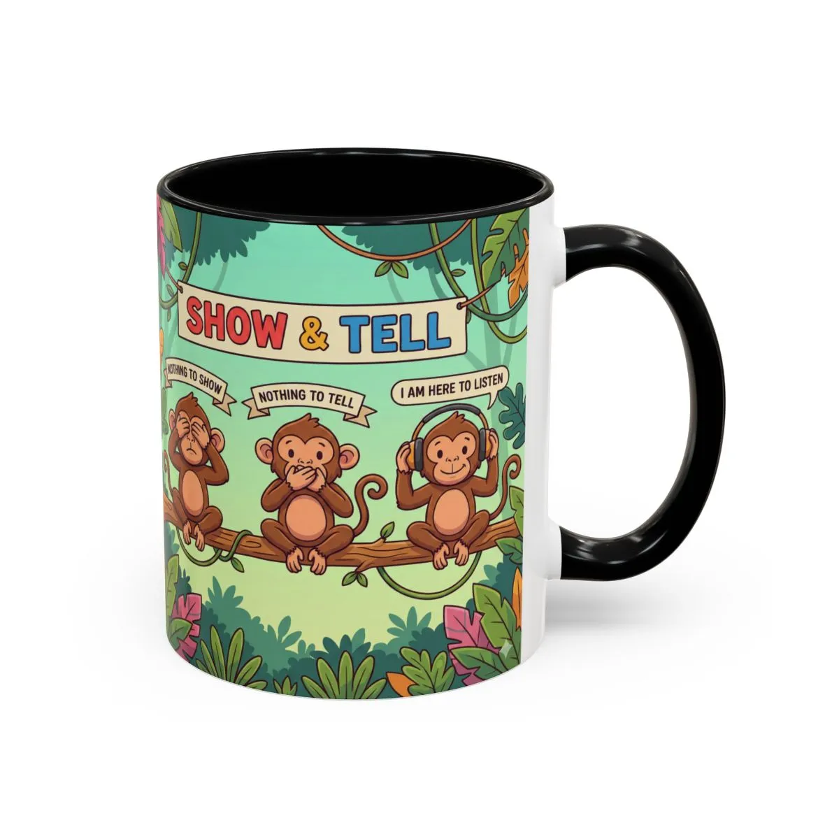 Personalizable Show &amp; Tell Coffee Mug — Three Monkeys (11oz) product thumbnail image