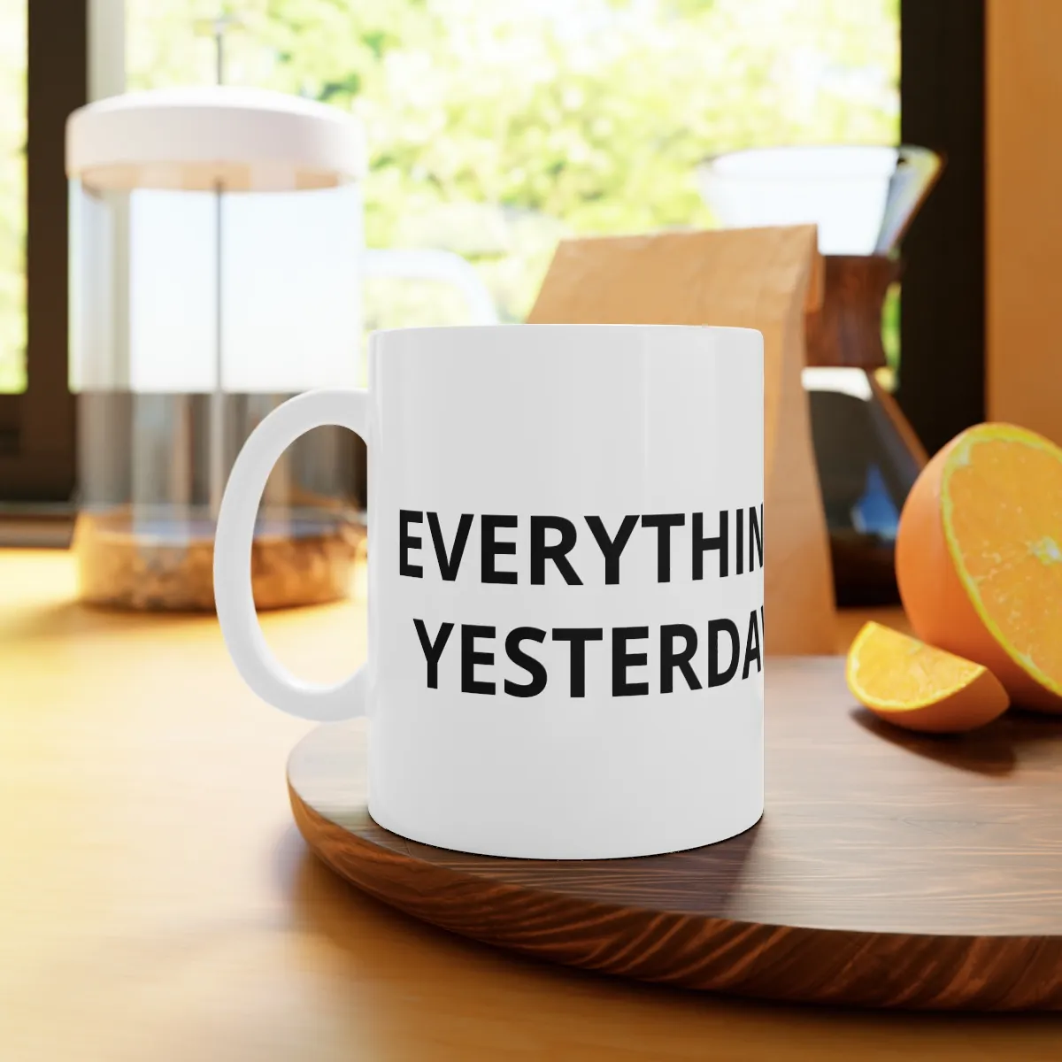 Funny office meme Ceramic Mug — 'What Do We Want?' Graphic Coffee Cup (11oz) product thumbnail image